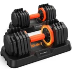 Dumbbell is easily adjustable between 3-25 lbs.