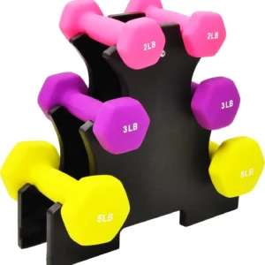 6-Piece Neoprene Dumbbell Set with Stand: 2/3/5 lb Weights